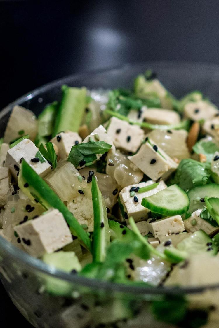 Tofu Recipe - Tofu Cucumber Salad with Peanut Sauce