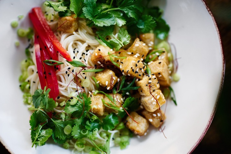 Tofu Recipe - Tofu and Noodle Salad with Coriander